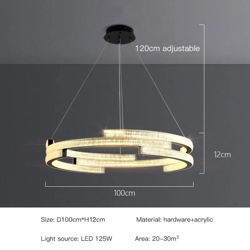 Modern Light Luxury Living Room LED Chandelier Bedroom Dining Room Crystal Light Geometric Design Home Decoration Chandelier