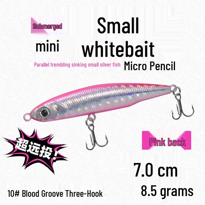Small Silver Fish Pencil Twitching Long Cast Slow-Sinking Freshwater & Sea Fishing Lure for Mackerel & Asp