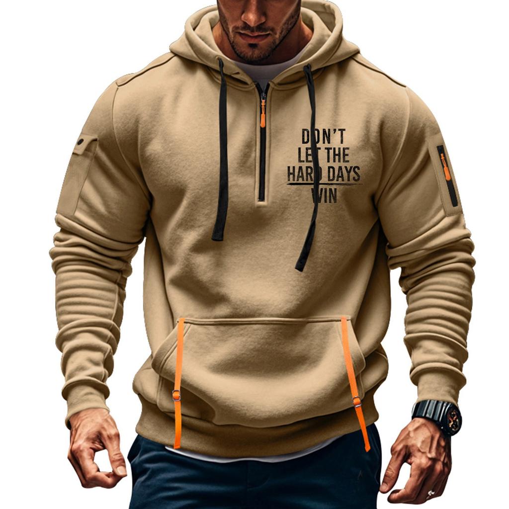 Men's Printed Sweatshirt Hoodie Zipper Arm Pocket Cardigan Men's Sports Large Size Casual Hoodie