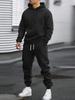 Men's Solid Color Hooded Sweatshirt and Pants Set - 2025 Autumn/Winter Casual Sportswear
