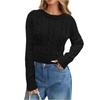 Women's Fashion Solid Color Round Neck Knitted Pullover Long Sleeve Sweater