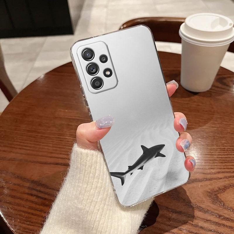 Coque de téléphone transparente avec motif requin-baleine nageant dans l'océan pour Samsung Galaxy A56 A57 A37 A55 A54 A36 A35 A26 A25 A16 A17 A07 A52 A34 A73