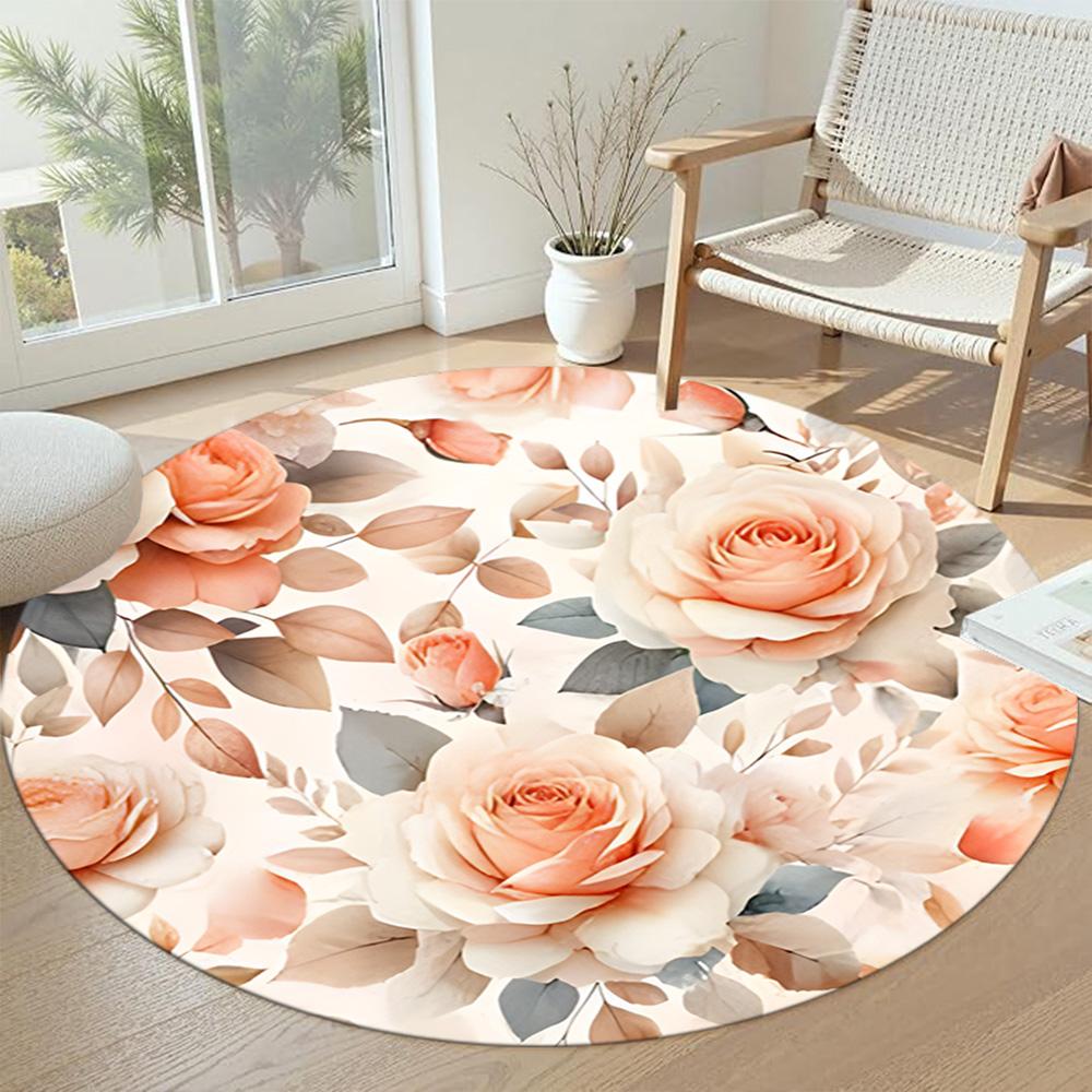 Flower Round Carpet Perfect for Bedrooms Dining Room Hallway Kitchen Anti-slip Round Rug Decorate Offices Perfect Birthday Christmas Gift Idea
