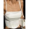 Women Clothes Fashion Gyaru Satin Fishbone Lace-up Navel Sling Base Vest Draping Cutting/three-dimensional Cutting Sexy Slimming Vest