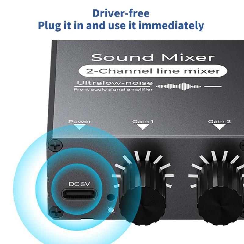 2 In 1 Out Sound Switcher For Live Streaming With Aluminum Housing Sound Mixing for Recording Studio Singing Equipment