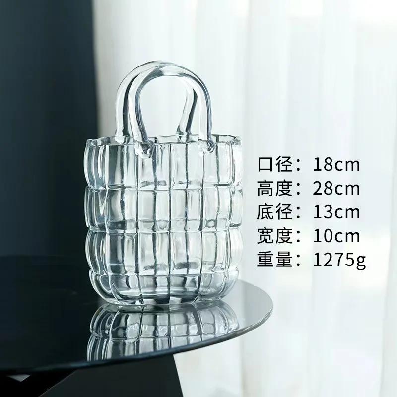 

Прозрачная стеклянная ваза, сумка, корзина, прозрачный террариум, ваза для цветов, цветочные композиции, аксессуары, украшение гостиной