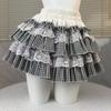 Japanese Style Sweet A Line Skirt Women Lolita Kawaii Cute Y2K High Waist Lace Ruffle Skirt Girl Simple Daily