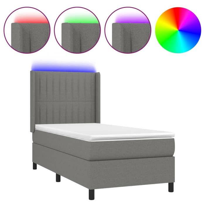 VidaXL Sommier à Lattes de Lit avec Matelas et LED, Lit Rembourré, Lit Simple, Lit Adulte de Chambre à Coucher Intérieur, 3138446