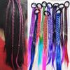 1pc Gradient Colorful Braid Synthetic Hair Ponytail Rope Tie Girl Princess Color Tail Wig Children's Styling Accessories Braider