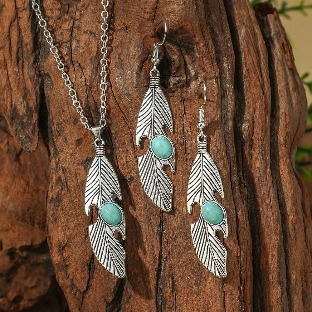 Trendy and popular retro versatile feather earrings exaggerated tree leaf temperament earrings women's earrings ear hooks