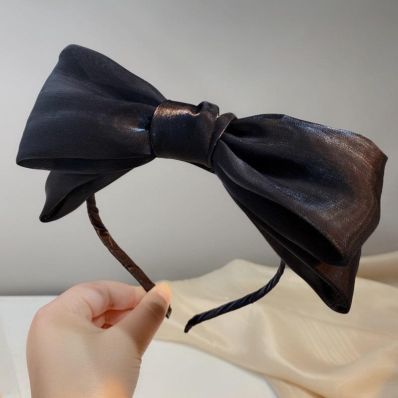 1Pcs Hair Accessories Spring/Summer Girl Glossy Bow Bezel Headband Solid Color Hair Band For Women