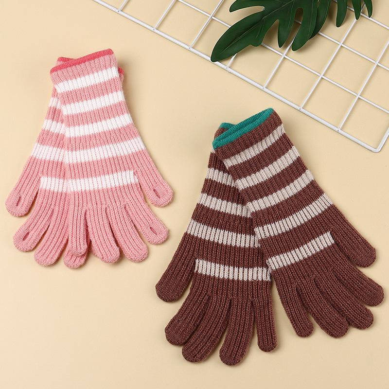 Women's Autumn and Winter Warm and Cold Gloves Outdoor Cycling Windproof Knitted Wool Gloves Student Touch Screen Thickened Gloves