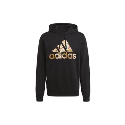 adidas Felpa con cappuccio sportiva da uomo con stampa logo HD mimetico, top neri GL0019