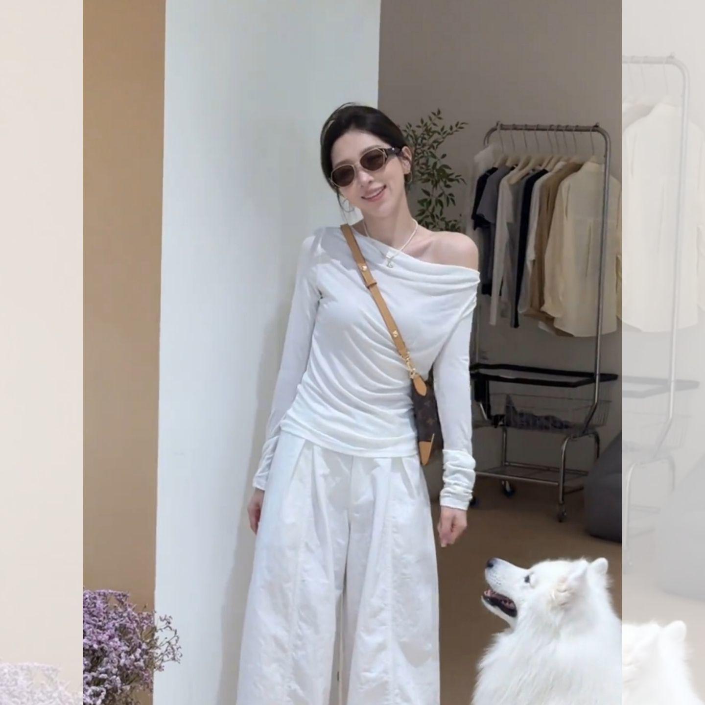 

Women s Black Irregular One-Shoulder Long-Sleeve T-Shirt with Autumn Slim Fit and Hollowed-Out Back Design S (30-40 kg)