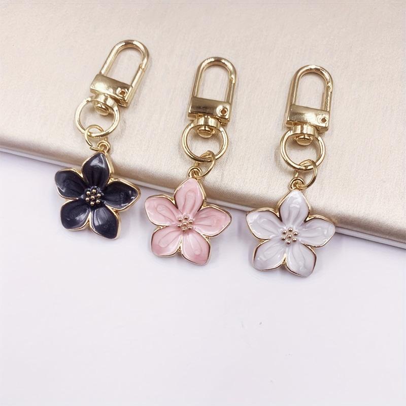 1PC With Pendant Car Key Key Ring Accessories Lovely Sakura Flower For Bag Pearl Charm Keychain