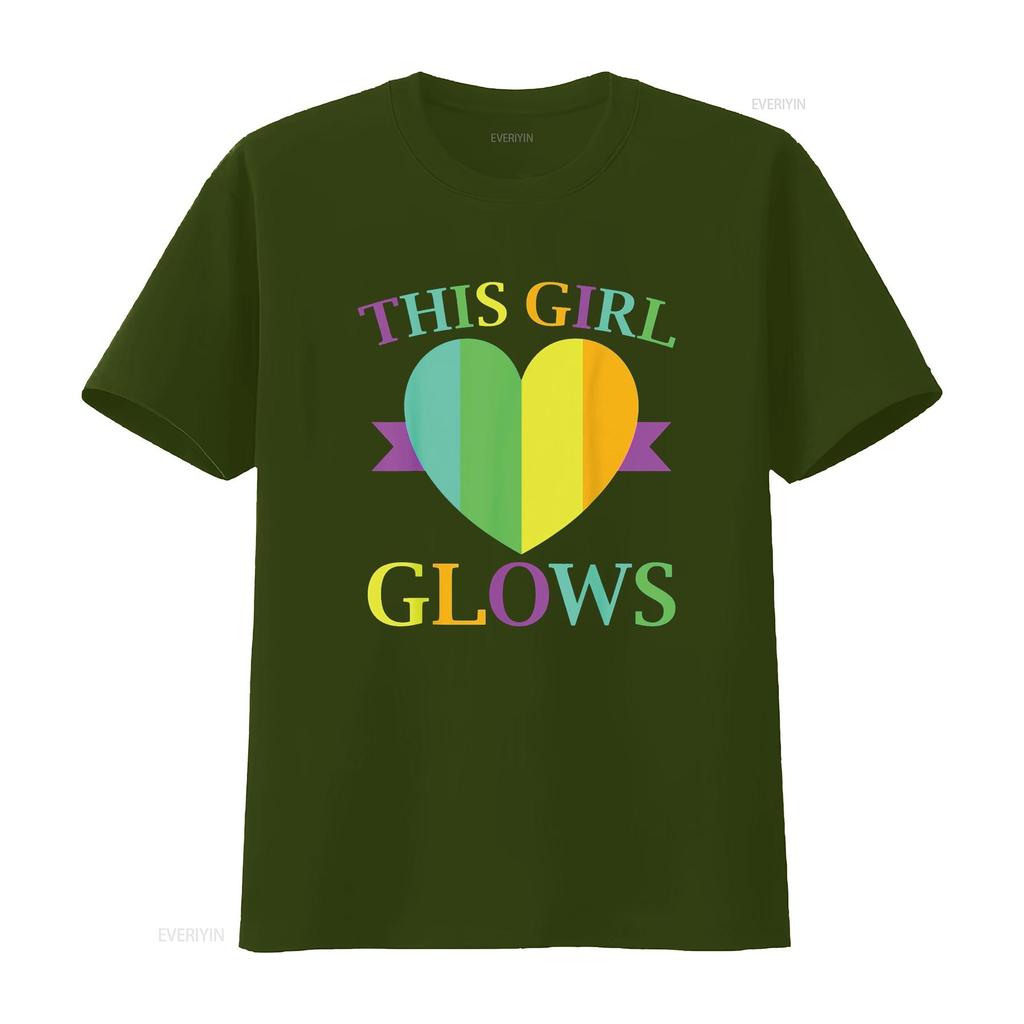 This Girl Glows Neon Lights Glow Party Lover T Shirt vintage Washed Comfortable Casual graphic homme fashion