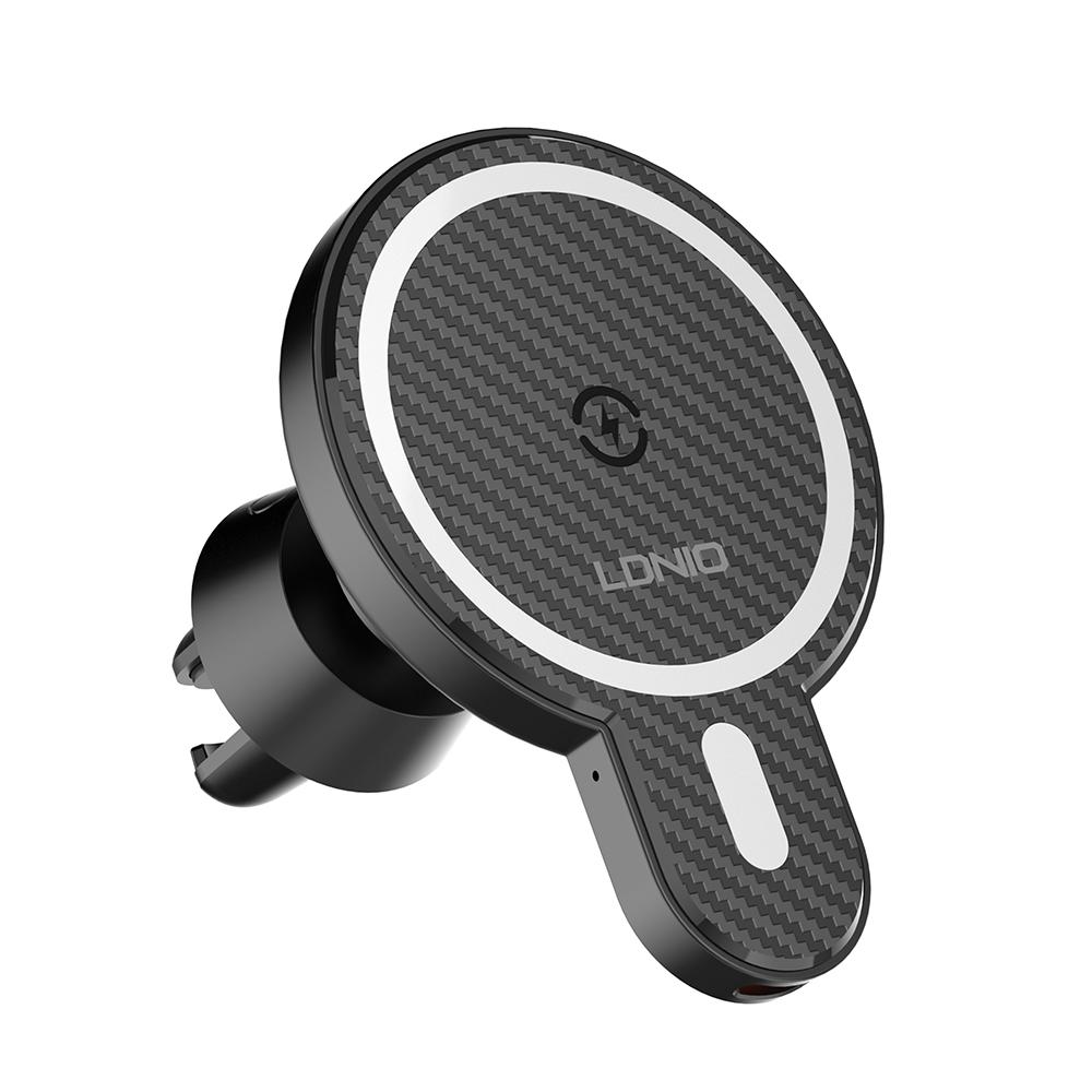 LDNIO New Product MA20 15W Wireless Charger Magnetic Clamping Fast Charging Wireless Charger Cell Car Phone Holder Type-C чёрный