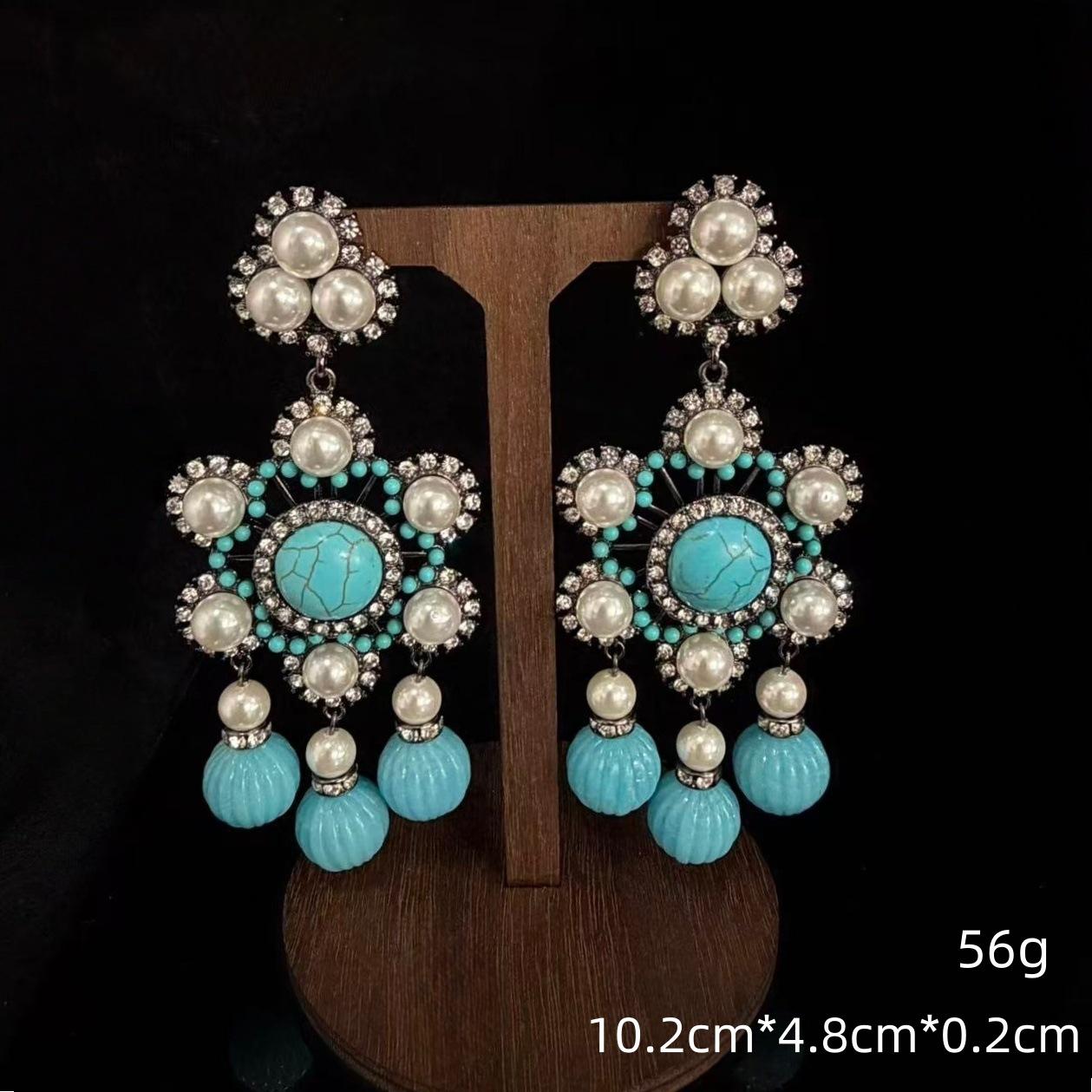 

Literary And Retro Exaggerated Earrings Bohemian Earrings Women S Trend Personalized Turquoise Western Wind Ear Jewelry