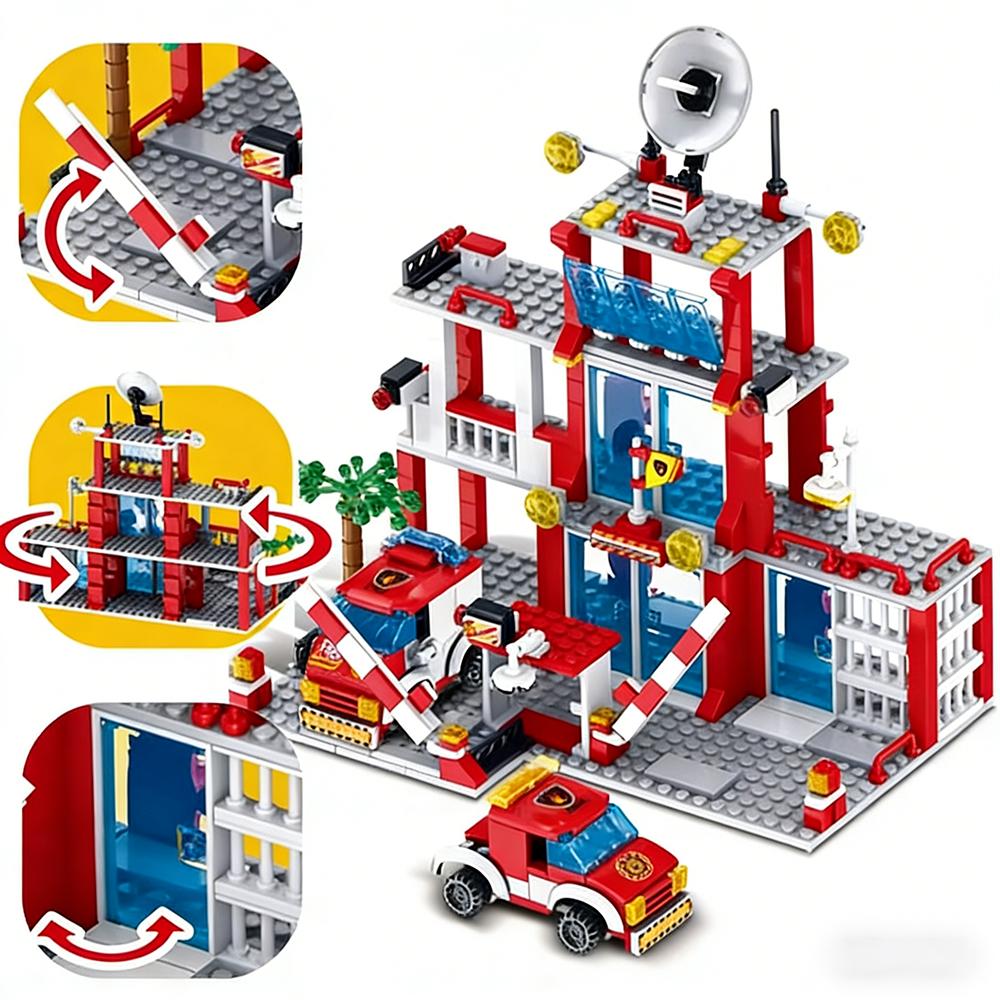 Urban fire protection series building blocks, urban fire stations, patrol cars. Suitable for urban enthusiasts to collect. gift