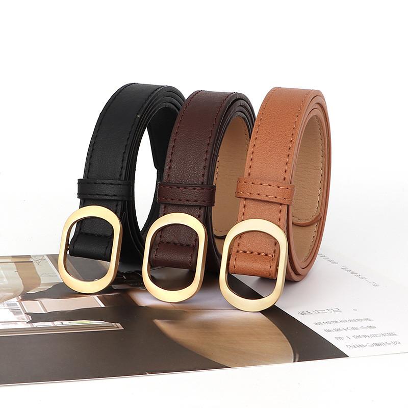 Womens Versatile Holefree Belt Black Slim Vintage Jeans Accessory Pu Leather