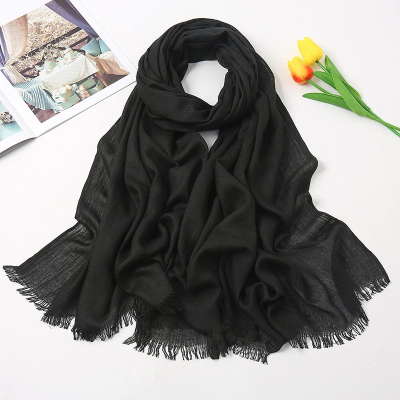 Solid Color Linen Scarf for Women  Spring and Summer New Cotton Candy Monochrome Warm Gauze Scarf Travel Sunscreen Shawl