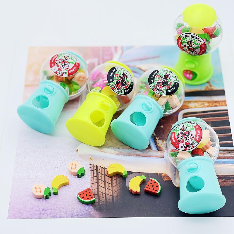 Kawai Stationery Eraser Gacha Machine Toy Cartoon Fruit Shape Elementary Office School Supplies Childrens Gift Prizes Lovely