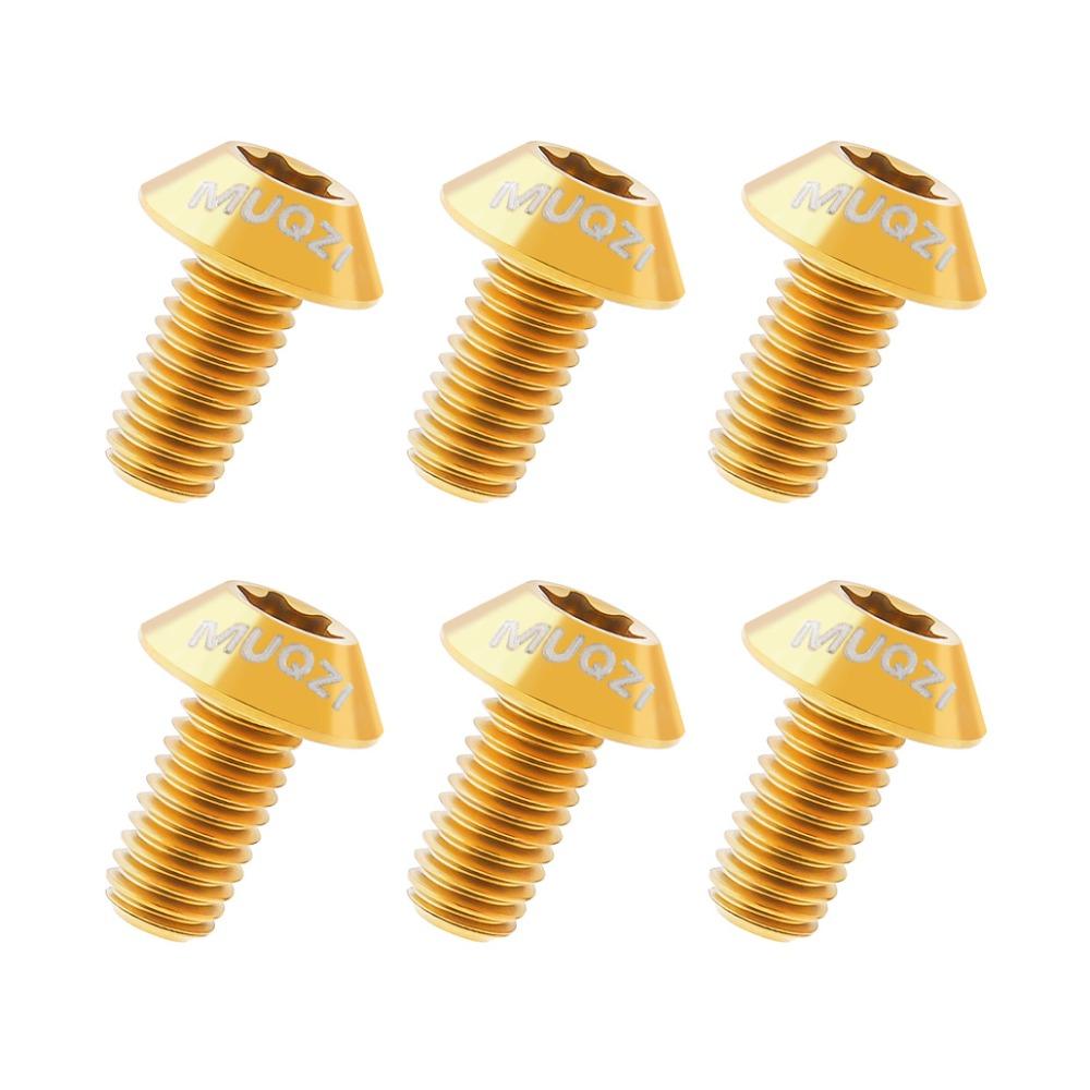6pcs Titanium Bike Disc Brake Rotor Bolts T25 Torx M5 X 10mm Disc Brake Rotor Fixing Bolts Ultralight Fixing Screws