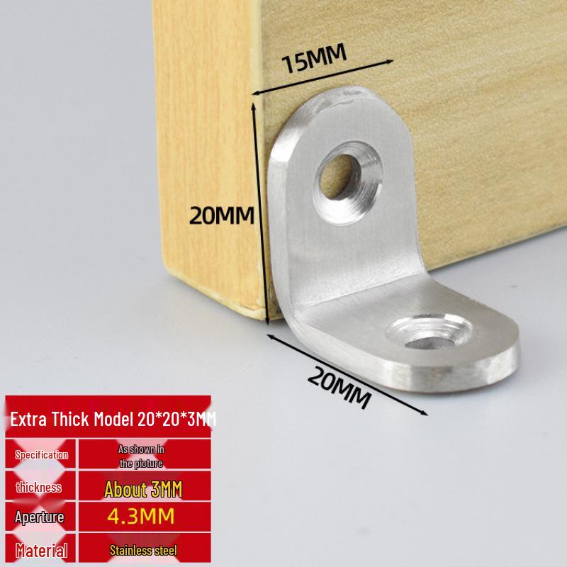 Thick Stainless Steel 90° Angle Bracket for Furniture Fastening