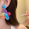 Raffia Multi-colored Ear Accessories Exaggerated Shape Wood Drop Earrings Flower Ear Drop  Daily