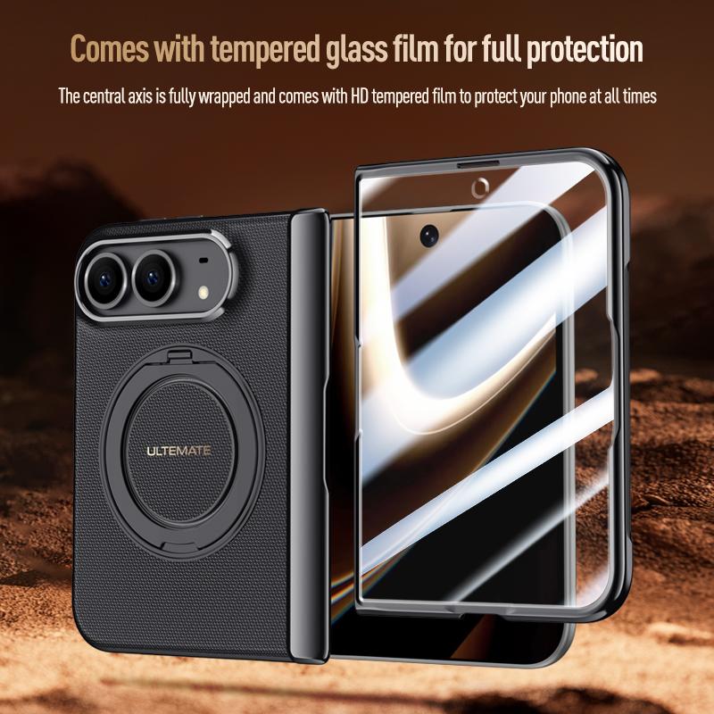 Luxury PU Leather Case Rotating Magnetic Bracket Phone Case, for IPhone Ultra 18 Fold High-definition Privacy Screen Protector