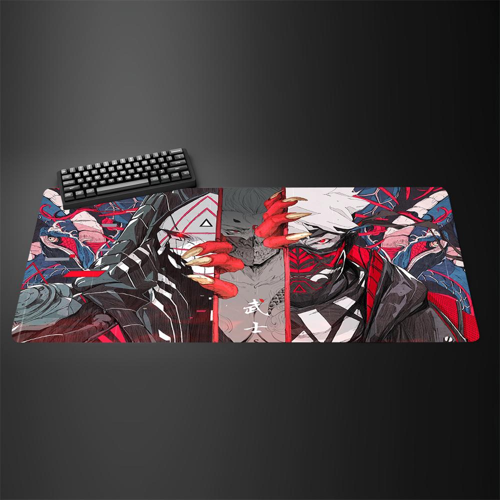 Black Ghost Face Nonslip Mouse Pad Gamer Desk Mat HD Print Japanese Samurai Devil Mask PC Gaming Accessories Computer Table Pad