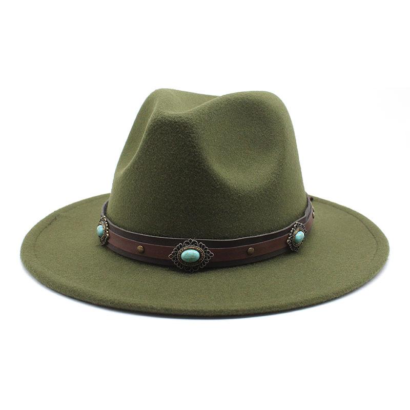 Women'S Simple Wool Top Hat White Trend Versatile Belt Men'S Jazz Hat