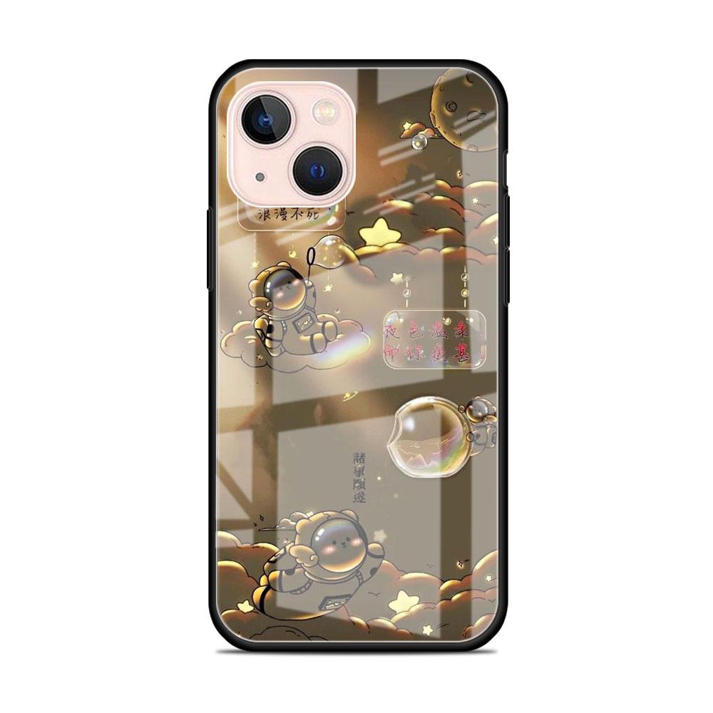 Glass Case For Apple iPhone 14 13 11 12 Pro 7 XR X XS Max 8 6 6s Plus SE 2022 13Pro Tempered Phone Tampa Astronaut Light
