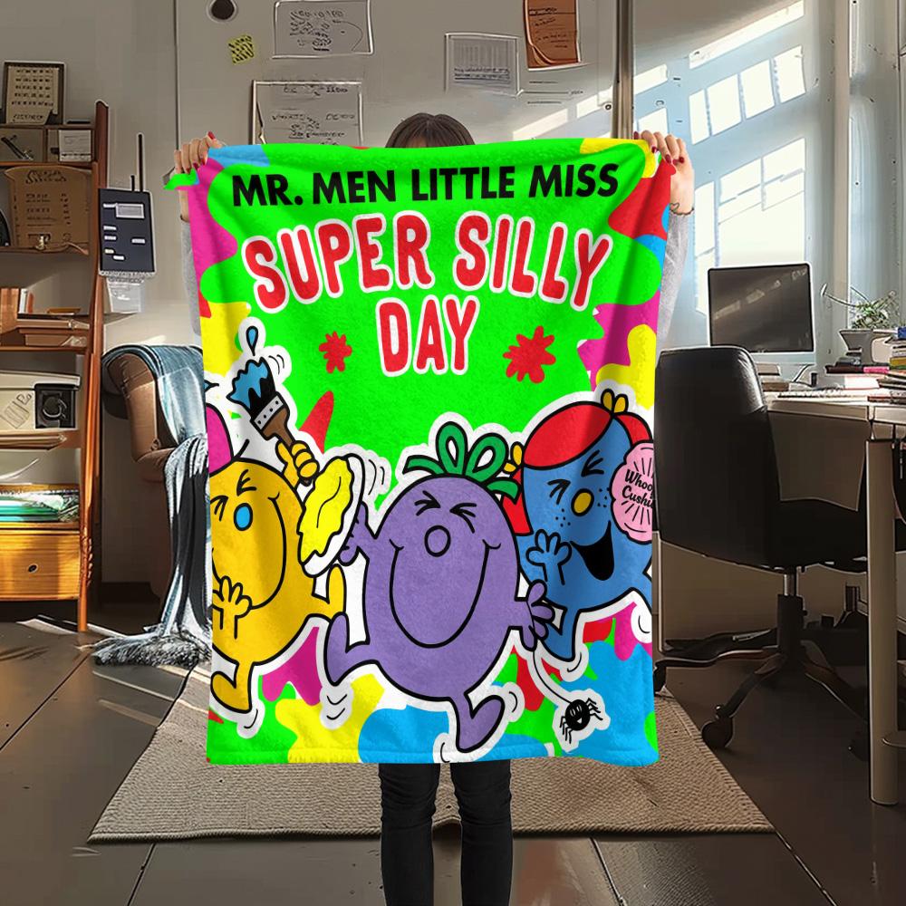 Mr. Men Little Miss  Print Flannel Blanket, High Quality Comfortable for All Seasons, Home Decor, Warmth and Comfort