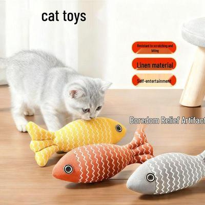 Jute Stressabbau Simulationsfischspielzeug für Katzen & Hunde