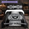 Las Vegas Raiders Customized Name Text Bedding Set, 1 Duvet Cover & 2 Pillowcases Personalized Bedroom Gift