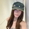 American Retro Old Washed Denim Flat Top Cap Women's High-end Face Small Equestrian Hat Beret