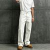 Men’s Denim Jeans: Trendy High-street Brand, White, Minimalist, Elegant, Casual, Loose-fit, Non-stretch, Straight-leg Trousers