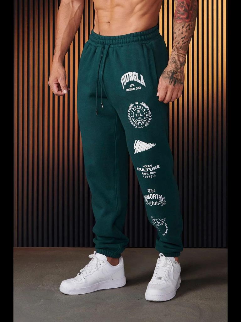 YOUNGLA Men's Cotton Printed Joggers - Gym, Sports, Casual Sweatpants
