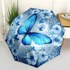 1pc Blue Butterfly Winter Flowers Umbrella with Plastic Handle,Compact & Stylish,Suitable for All Seasons YS331098