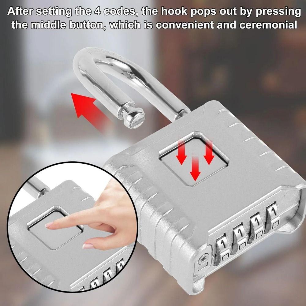Zinc Zinc Alloy Combination Padlock 4-Digit Number Drawer Cabinet Lock Password Code Locks  Gate Hasp Storage