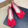 Fashion Flat Shoes for Women 2025 Spring and Autumn New Shallow Bow Square Toe Work Shoes Flat Large Size Women's Shoes Loafers