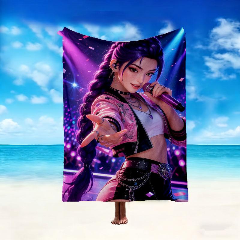 1pc Kpop Demon Hunters Blanket, Cozy Valentine's Day Blanket, Multi-functional Nap Blanket Available Throughout the Four Seasons