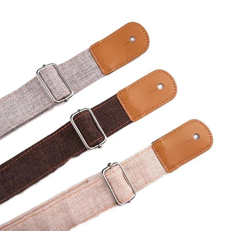 Adjustable Soft Cotton Leather Guitar / Ukelele Strap For Acoustic Electric Wood Classical Guitar Bass Ukulele Music Instrument