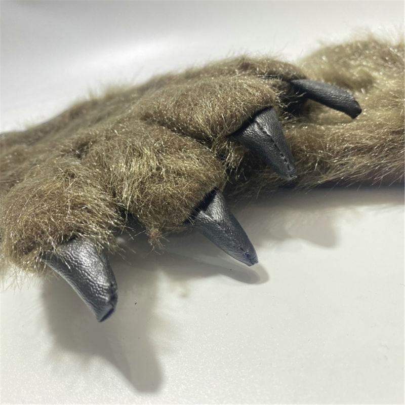 Cosplay Costume Werewolf Claw Gloves for Women Plush Beast Claw Gloves Halloween Party Anime Props RolePlay Hand Warmers