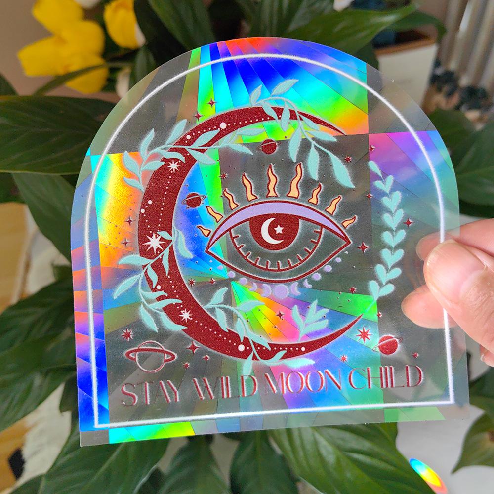 SC031-045 Klistermärken Regnbågsglas Solfångare Anti-kollisionsvarning Dekaler Prismatiska PVC-dekorationer för att Förhindra Stoppa Fåglar