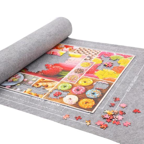 Jigsaw Puzzle Roll Mat Large Capacity Foldable Design Wear Resistant Puzzle Saver Jigsaw Puzzle Mat with Fixing Strap Set