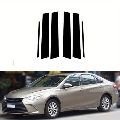 6 pièces Adapté pour Toyota Camry 2012 2013 2014 2015 2016 2017 Montants de pilier Noir Brillant Moulure de Garniture de Couvercle de Fenêtre Latérale de Porte Accessoires