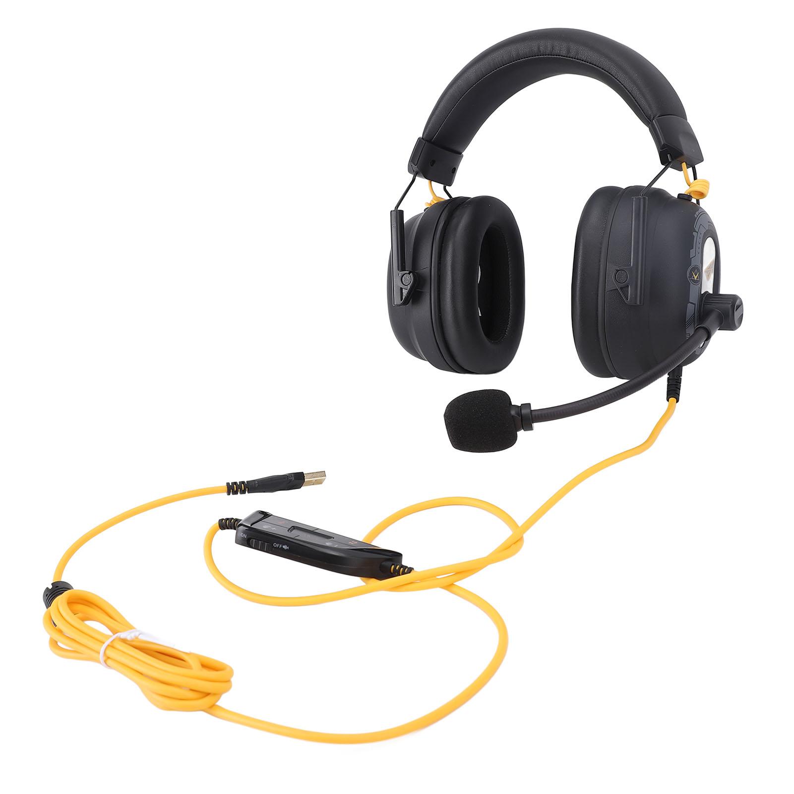 

Проводная игровая USB-гарнитура HiFi 7.1 Surround Sound с шумоподавляющим микрофоном, легкая чёрный