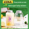 Xingdu 650ML Disposable Milk Tea Cup with Lid and Good Luck Sticker (20 Count)